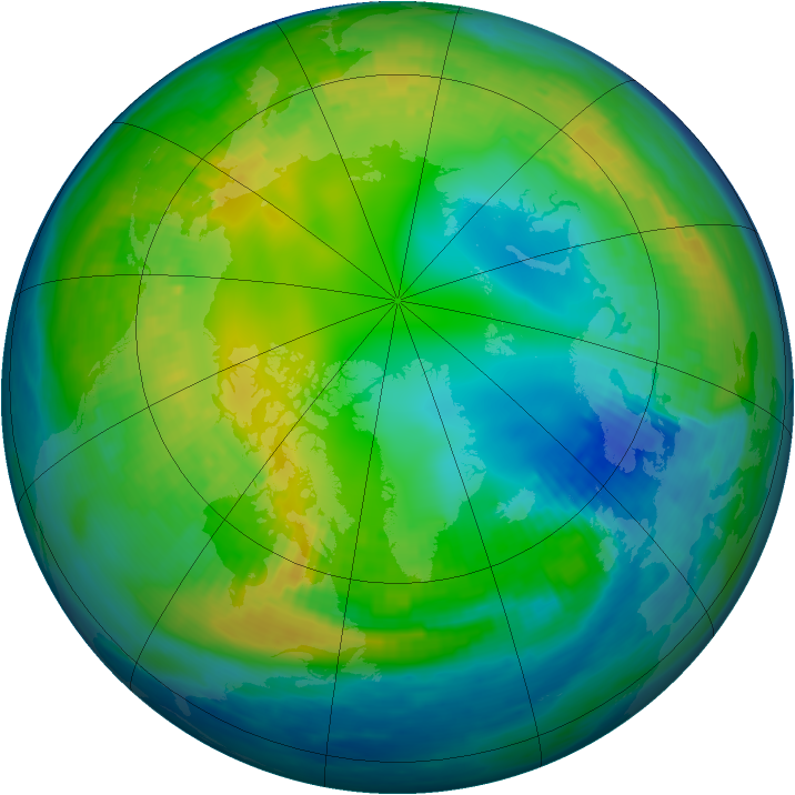 Arctic ozone map for 10 November 1987